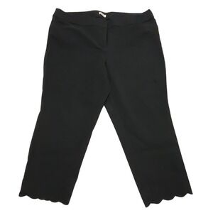 Loft Plus Black Scalloped Hem Cropped Pants Womens 20 Stretch Trousers